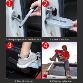 (FST-RV-68-1)New Foldable Car Roof Rack Step Car Door Step Multifunction Universal Latch Hook Foot Pedal Aluminium Alloy Safety RV/Car Accessorie
