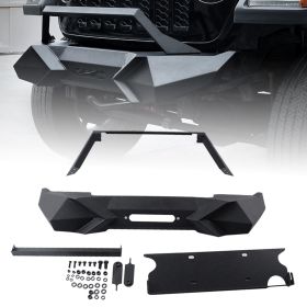X Style Front Bumper with Winch Plate Compatible with Wrangler JK (2007-2018) & JL (2018+)- Heavy Duty Black Textured Manganese Steel Constructio