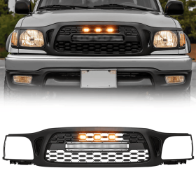 Front Grille fits for Tacoma 2001 2002 2003 2004 With Light Letters Matte Black radiatormesh
