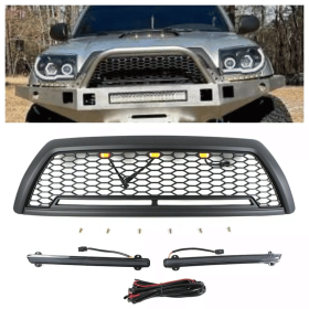 Black Front Grille Fits For Toyota 4 Runner 2006-2009 Honeycomb Grill with Light
