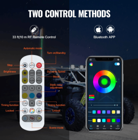2 PCS 3 FT Whip Light With Spring Base, Led Whip Light With APP & Remote Control, Waterproof Spiral RGB Chasing Lighted Whips With 2 Flags, For U