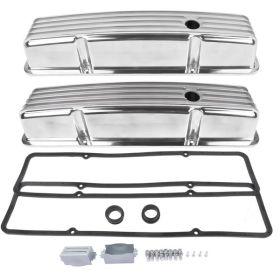Finned Aluminum Tall Valve Covers with Bolts for Chevrolet Small Block 283 302 305 327 350 400 1958-1986