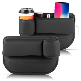 2 Pack Car Seat Gap Filler Organizer Car Leather Cup Holder Gap Bag Universal Car Seat Storage Black for Placing Keys Cards Phones Drinks Lipstic
