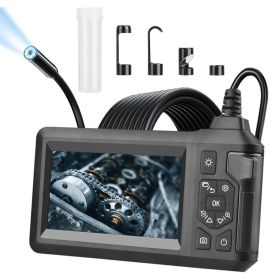 1080P Endoscope Camera with 8 LED Light 8mm Borescope Inspection Camera 4.3' Colorful Screen IP67 Waterproof 16.4FT Semi-Rigid Cord Handheld Snak