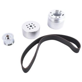Belt Drive Pulley Kit Long Water Pump for Small Block Chevy 283 305 327 350 383 400 Engines Billet Aluminum