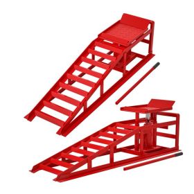 2 Pack Hydraulic Car Ramps 5T 11000lbs Low Profile Car Lift Service Ramps Truck Trailer Garage, Height Hydraulic Vehicle Ramps, red
