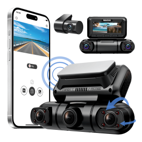 Hainatech 360 Degree View 4 Channel Dash Cam Front And Rear Inside Left Right, Dash Camera For Cars, Built-in GPS WiFi Night Vision, 24  7 Record (Color: Black)