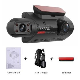 HD Car Video Recorder 2 Lens Hidden Car Driving Dash Cam 3.0inch IPS Camera Recorder Night Vision G-sensor Loop Recording Dvr (Color Name: front and interior, Sd Card Memory: nan)